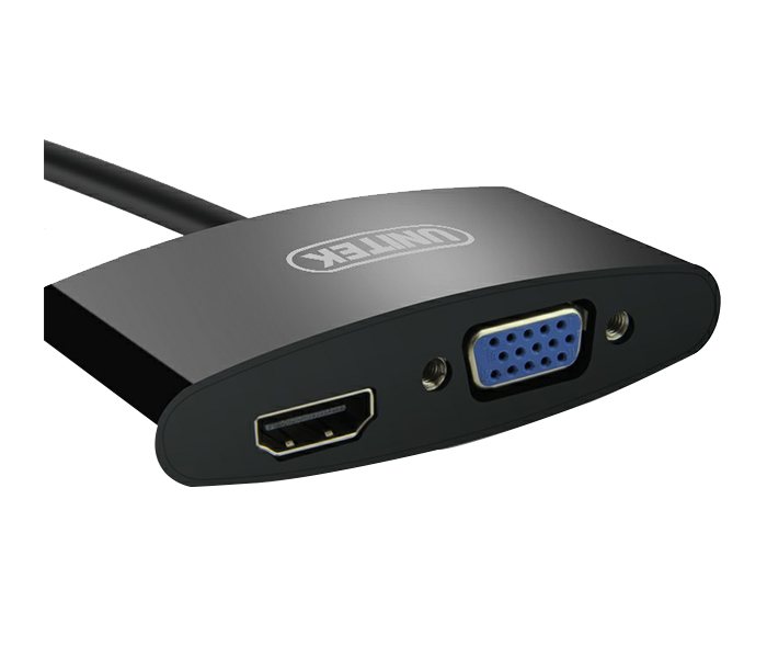 Unitek Y-6328BK Mini DisplayPort to VGA & HDMI Converter - Black - Zoom Image 1