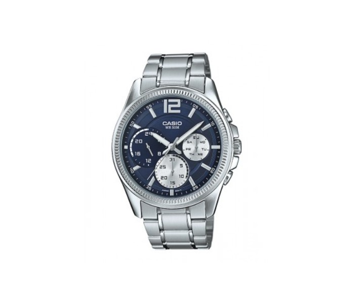 Casio MTP-E305D-2ADF Mens Analog Watch Silver and Blue - Zoom Image 3