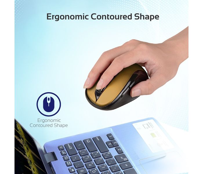 Promate Clix-7 2.4GHz Wireless Ergonomic Optical Mouse, Gold - Zoom Image 5