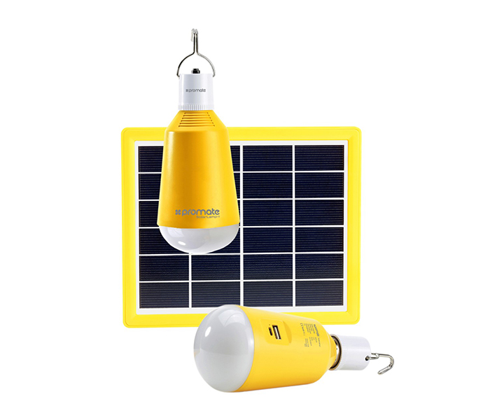 Promate SolarLamp-1 Built-in Power Bank LED Camping Lamp with Solar Panel - Yellow - Zoom Image 6