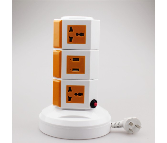  U-Power 3 layers UK pin Multi Power Plug with USB port, S3 UP-3LP White - Zoom Image 1