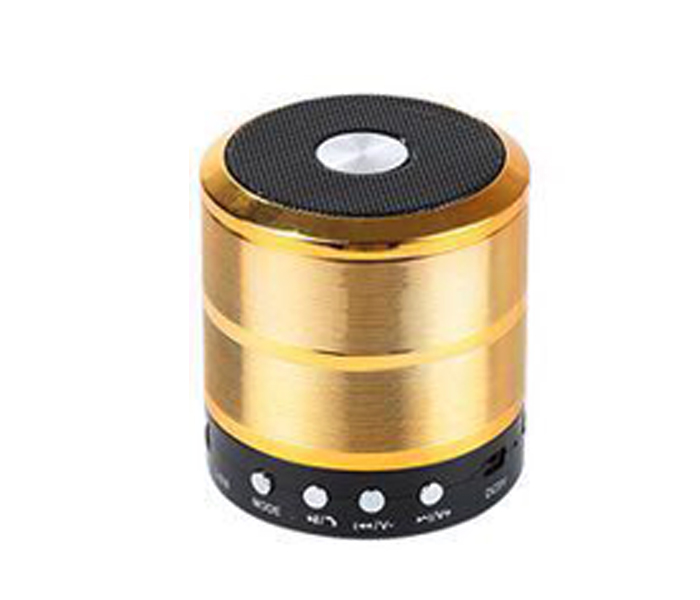 Mini Ws-887 Wireless Bluetooth Speaker With Mic, Aux, USB, SD Card And FM Support - Gold - Zoom Image