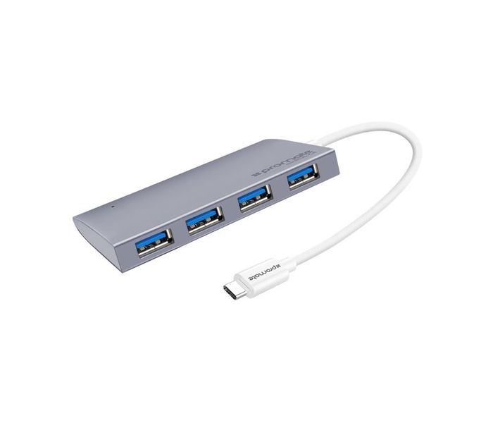 Promate Minihub-C4 Ultra-Sleek USB-C 3.1 Type-C Hub, Grey - Zoom Image