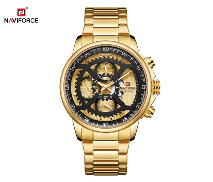 Naviforce 9150 Men Luxury Chronograph Stainless Steel Starp Watch - Gold - Zoom Image 1