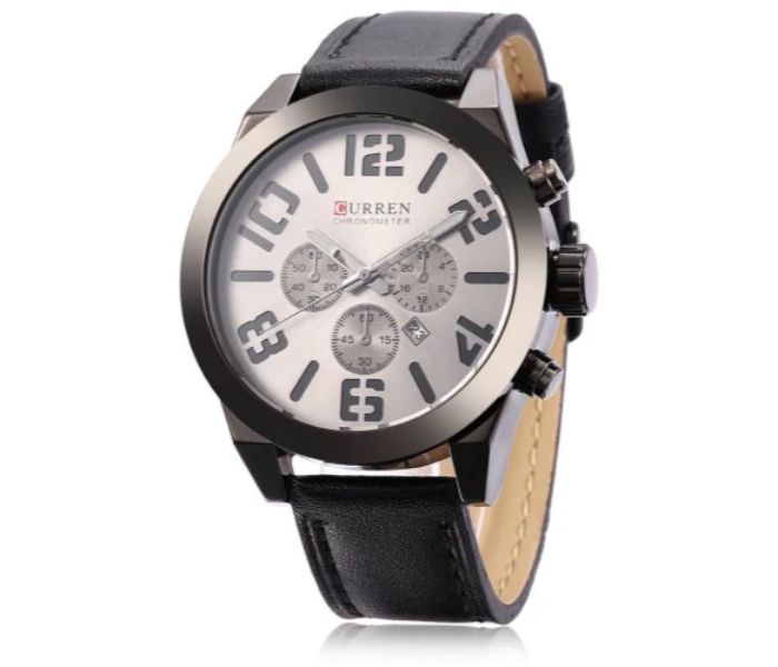 Curren 8198 Quartz Watch For Men Black And Grey - Zoom Image