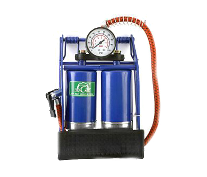 Offal FP-222 My Car Double Barrel Cylinder Foot Pump Air Inflator with Tire Gauge - Blue - Zoom Image 1