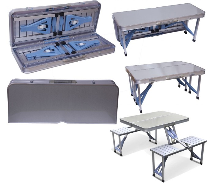 Foldable camping clearance table with seats