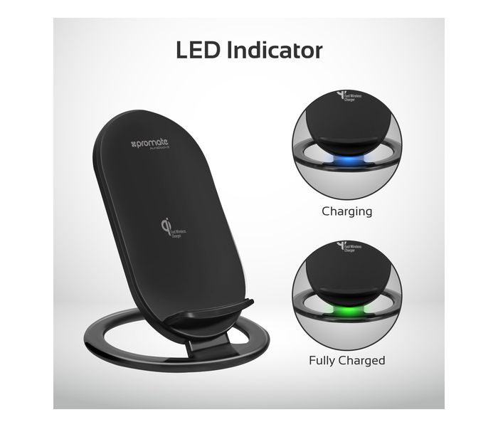 Promate AuraDock-3 Qi Wireless Charging Pad with Detachable Stand, Black - Zoom Image 4