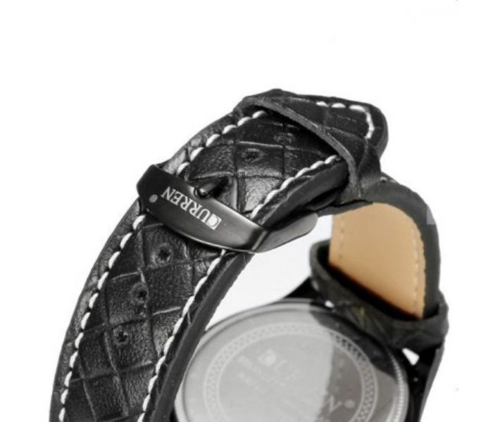 Curren 8151 Leather Strap Analog Watch For Men Black - Zoom Image 3