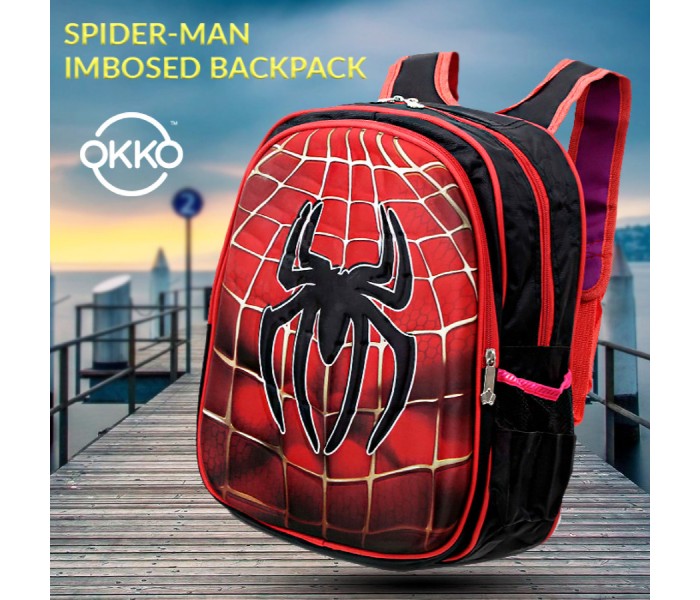 Okko WFSB34 Spiderman Imbosed Backpack Red and Black - Zoom Image 4