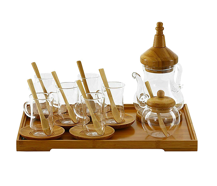 Royalford RF9325 24 Pieces Glass Tea Set with Stand - Beige - Zoom Image 2