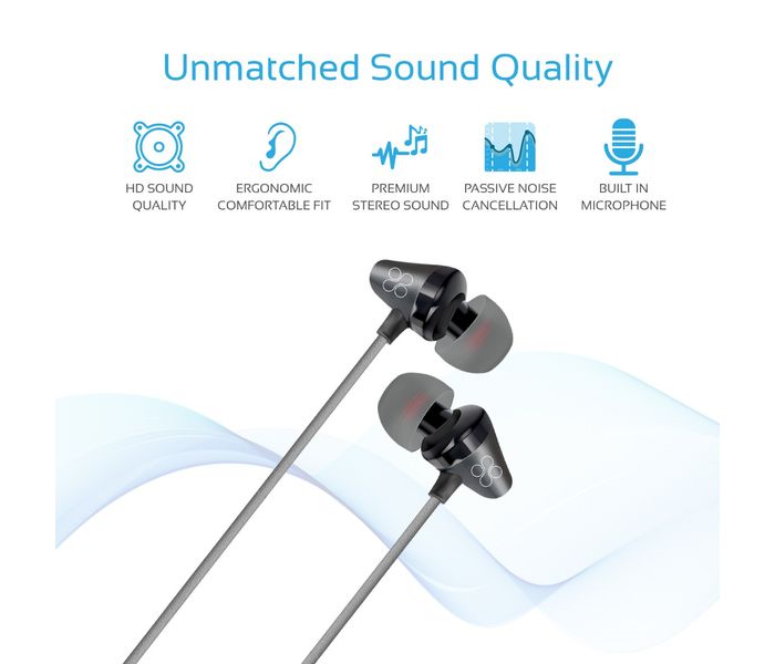 Promate Clavier Universal In-Ear Stereo Earphones with In-Line Mic, Black - Zoom Image 2