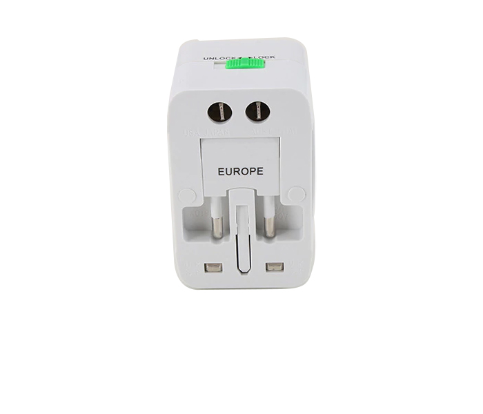 All In One Universal Travel Adapter With USB Port - White  - Zoom Image 3