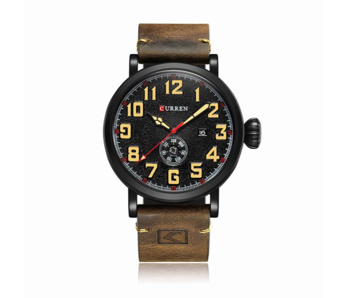 Curren 8283 Luxury Quartz Wristwatch For Men Brown and Gold - Zoom Image