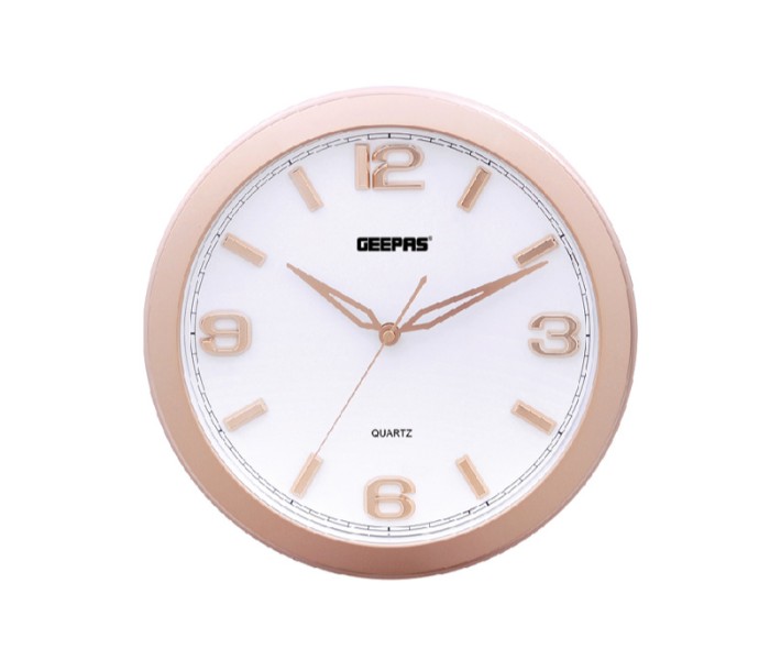 Geepas GWC4806 Wall Clock Taiwan Movement White and Rose Gold - Zoom Image