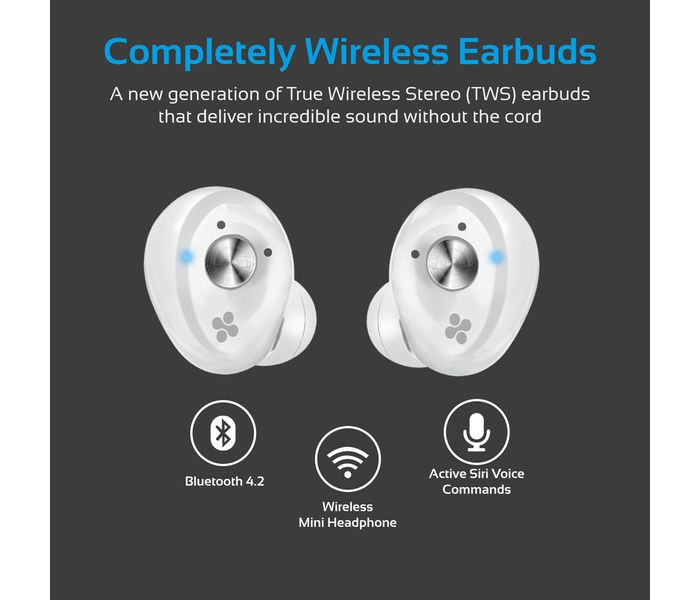 Promate Primebud Ultra-Mini True Wireless Stereo Earphones, White - Zoom Image 1