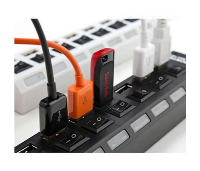 Universal 7 in 1 Slot Tap USB 2.0 Hub Adapter Splitter Power On/Off Switch LED Light Charging Ports AP2011 Multicolor - Zoom Image 3