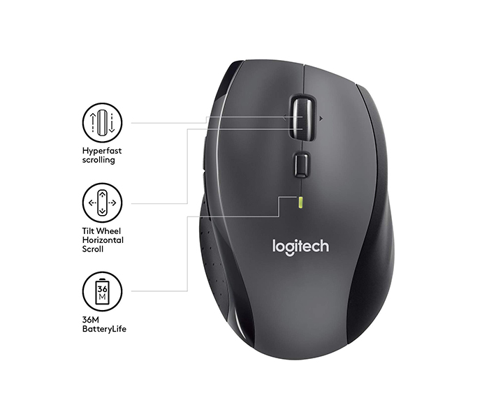 Logitech 910-001949 M705 Marathon Wireless Mouse - Grey - Zoom Image 2