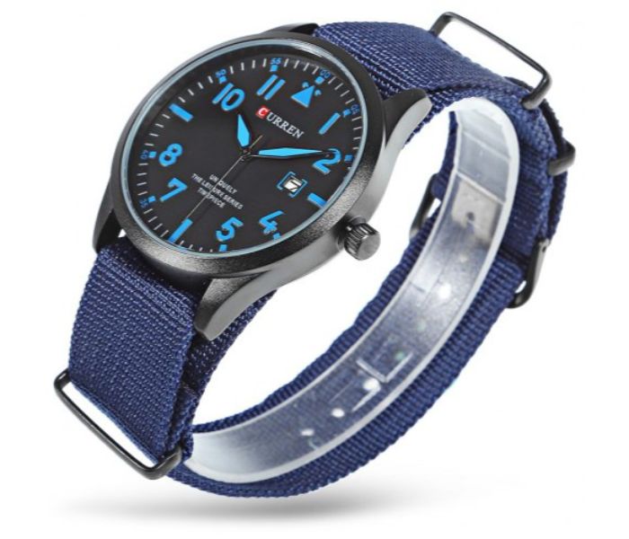 Curren 8268 Canvas Quartz Watch For Men Blue and Black - Zoom Image 1