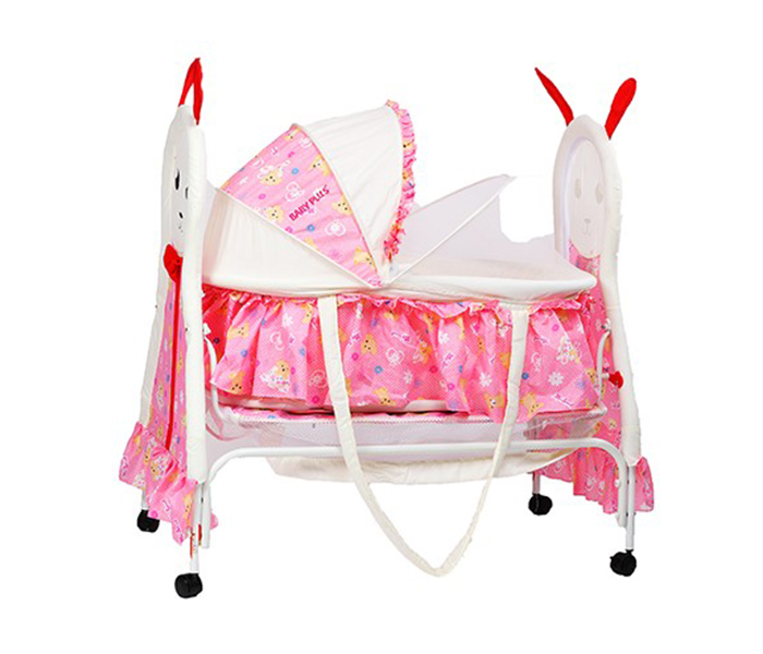 Baby Plus BP8297 Baby Swing Cradle Cum Crib with Removable Mosquito Net - Pink - Zoom Image 3