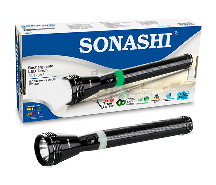 Sonashi SLT-382 Rechargeable LED Torch with Unbreakeable Glass - Black - Zoom Image 6