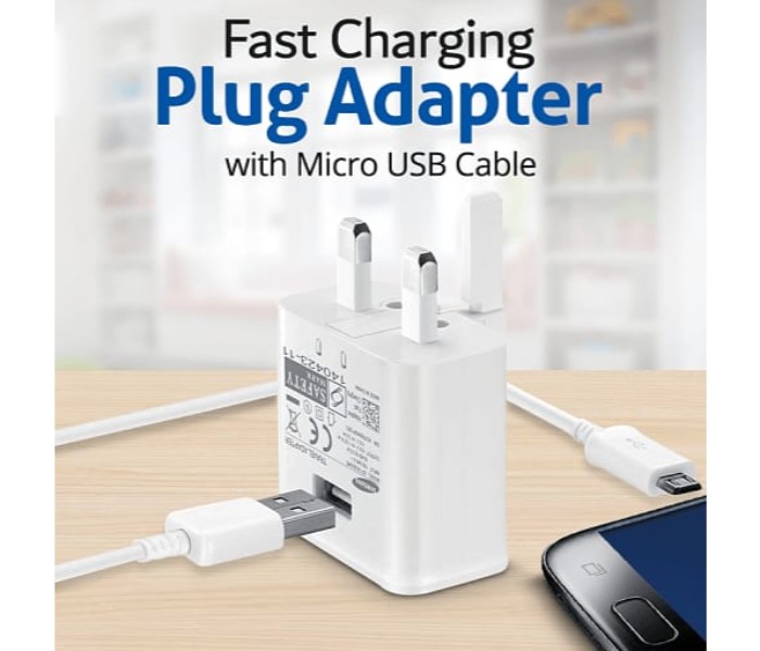  Universal Fast Charging UK Plug Adapter With Micro USB Cable FCK-10 White - Zoom Image 3