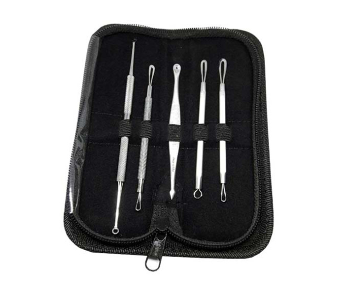 Tips & Toes TT-275 Stainless Steel Blackhead & Whitehead Popping Pimple Remover Acne Extractor Tools Grooming Kit - 5 Pieces - Zoom Image 1