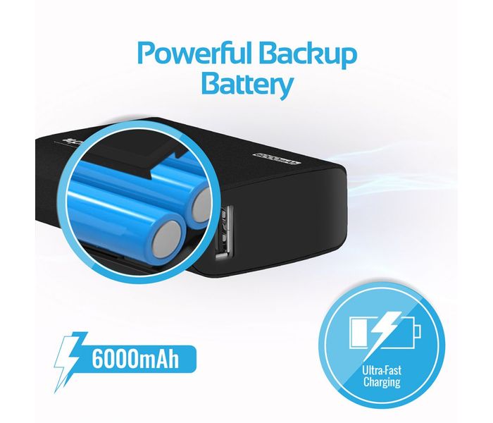 Promate Tag-6 6000 mAh Portable Charger Power Bank with 2.1A Output, Black - Zoom Image 1