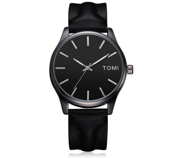 Tomi T069 BBB Analog Quartz Leather Unisex Watch Black - Zoom Image