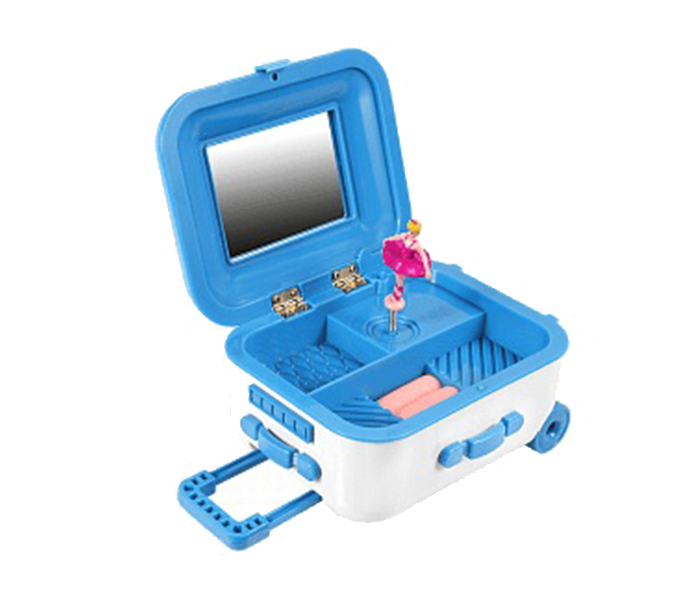 Cute Suitcase Musical Jewellery Storage Box, Blue - Zoom Image 1