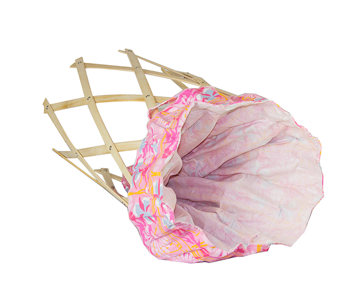 In-House Lb-1019 Bamboo Folding Laundry Basket - Pink - Zoom Image 2