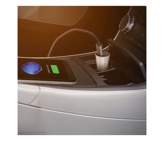 Promate Robust-QC3 Car Charger with Qualcomm Quick Charge 3.0 Dual USB Port, Gold - Zoom Image 1