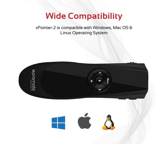 Promate Vpointer-2 2.4GHz Professional Wireless Presenter with Laser Pointer, Black - Zoom Image 7