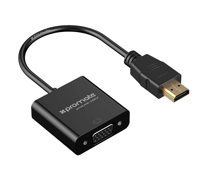 Promate PROLINK-H2V HDMI to VGA Adaptor Kit - Black - Zoom Image 1