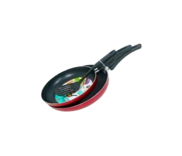 Homeway HW-2603 2 Pieces Non Stick Fry Pan with Nylon Tool - Red - Zoom Image