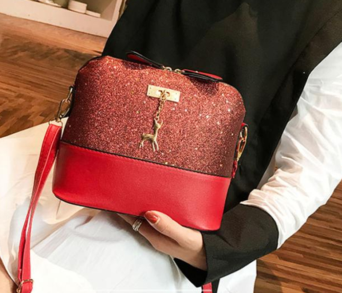 Sequins Deer Decor Casual Shoulder Crossbody Sling Bag - Red - Zoom Image 3