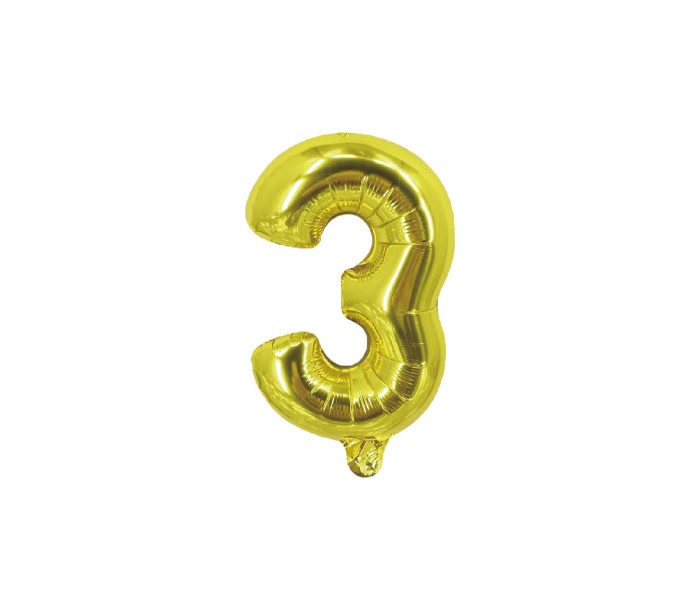 Party Time 3-G-804000 Number 3 16 Inch Foil Balloon Gold - Zoom Image