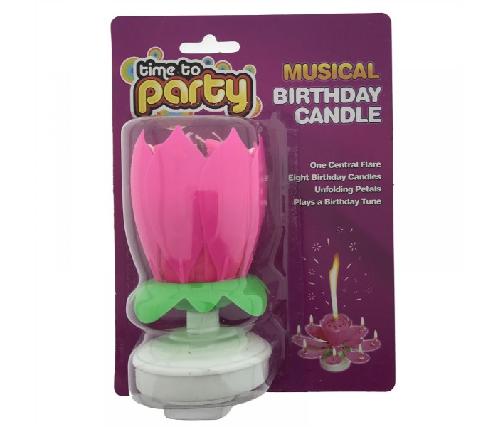 Party Time P-140582 Flower Musical Birthday Candle Pink - Zoom Image