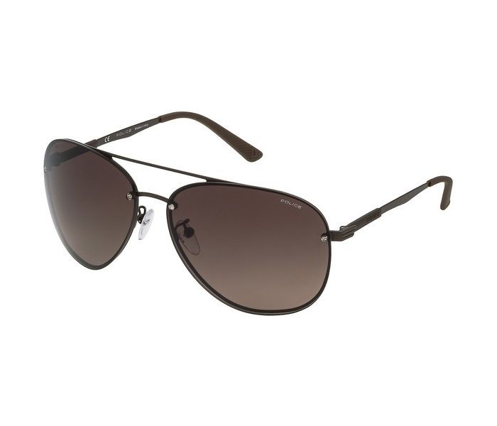 Police SPL379 90LP Aviator Dark Brown Frame & Brown Gradient Mirrored Sunglasses for Unisex - Zoom Image 1