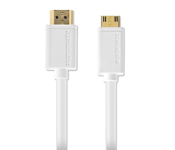 Promate LinkMate-H2 High Speed Premium 24K Gold Plated HDMI to Mini-HDMI Cable - White - Zoom Image 8