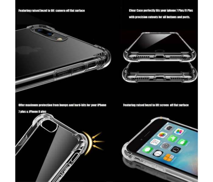 Shockproof Silicone TPU Transparent Back Case For iPhone 7 Plus and 8 Plus SHTC78 Clear - Zoom Image 2