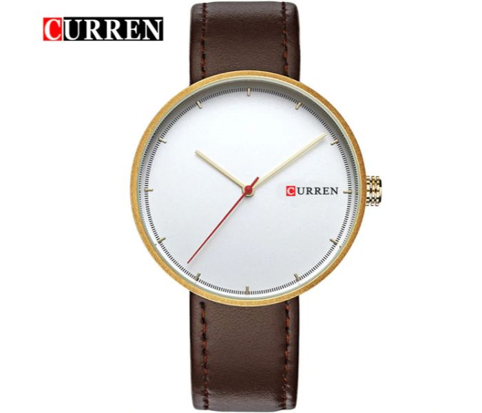 Curren 8223 Casual Big Dial Quartz Watch For Men Brown and Gold - Zoom Image