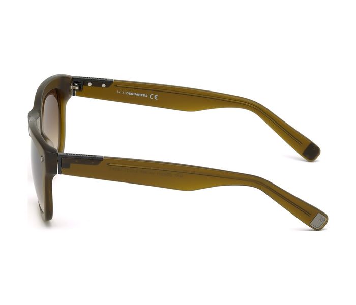 Dsquared2 MAT DQ0211 46P Square Shiny Clear Brown Frame & Green Brown Gradient Mirrored Sunglasses for Unisex - Zoom Image 1