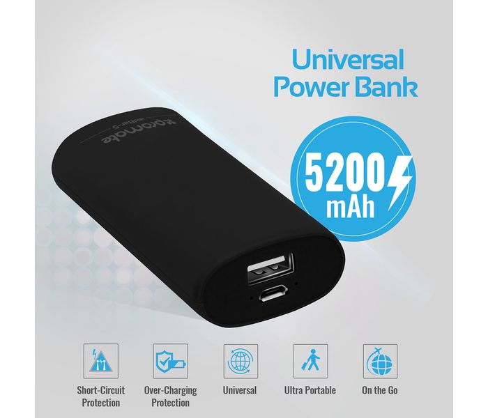 Promate Aid Bar-5 5200 mAh Portable Power Bank, Black - Zoom Image 1