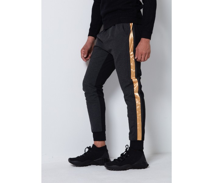 Petro OU10122 Mens Stripped Solid Skin Fit Joggers L - Black - Zoom Image 4