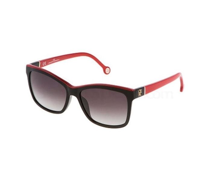 Carolina Herrera SHE598 09H7 Wayfarer Black & Red Frame and Grey Gradient Mirrored Sunglasses for Women - Zoom Image