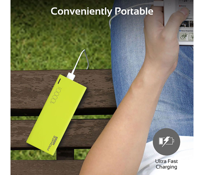 Promate ENERGI-10C 10000mAh High Capacity Lightweight Power Bank - Green - Zoom Image 2