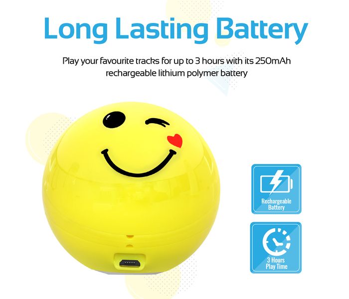 Promate Flirtyfunk Cute Emoji Stereo Sound Wireless Bluetooth Speaker with Built-in Mic - Yellow - Zoom Image 5