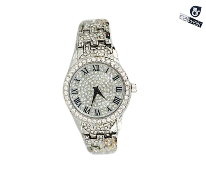 Catwalk CW-426 Genuine Quality Fashionable Cz Watch for Women - Silver - Zoom Image