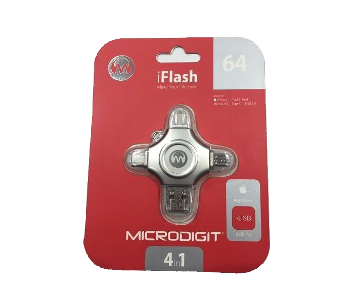 Microdigit 4 In 1 iFlash 64GB USB Flash Drive - Zoom Image